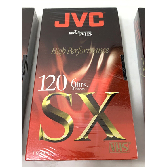Three JVC SX 120 High Performance Blank VHS Video‎ Cassette Tape New & Sealed - Picture 2 of 5